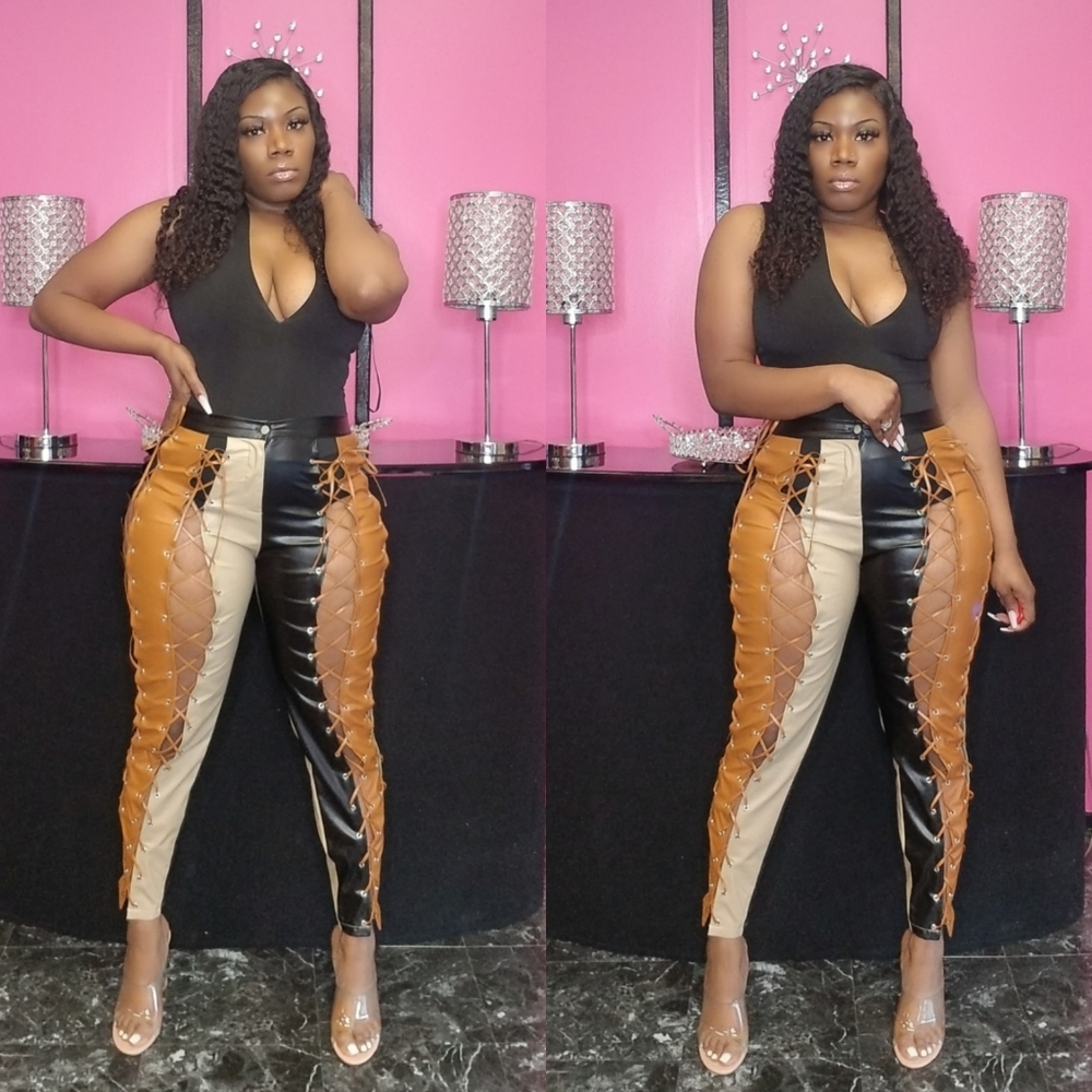 Faux leather pants